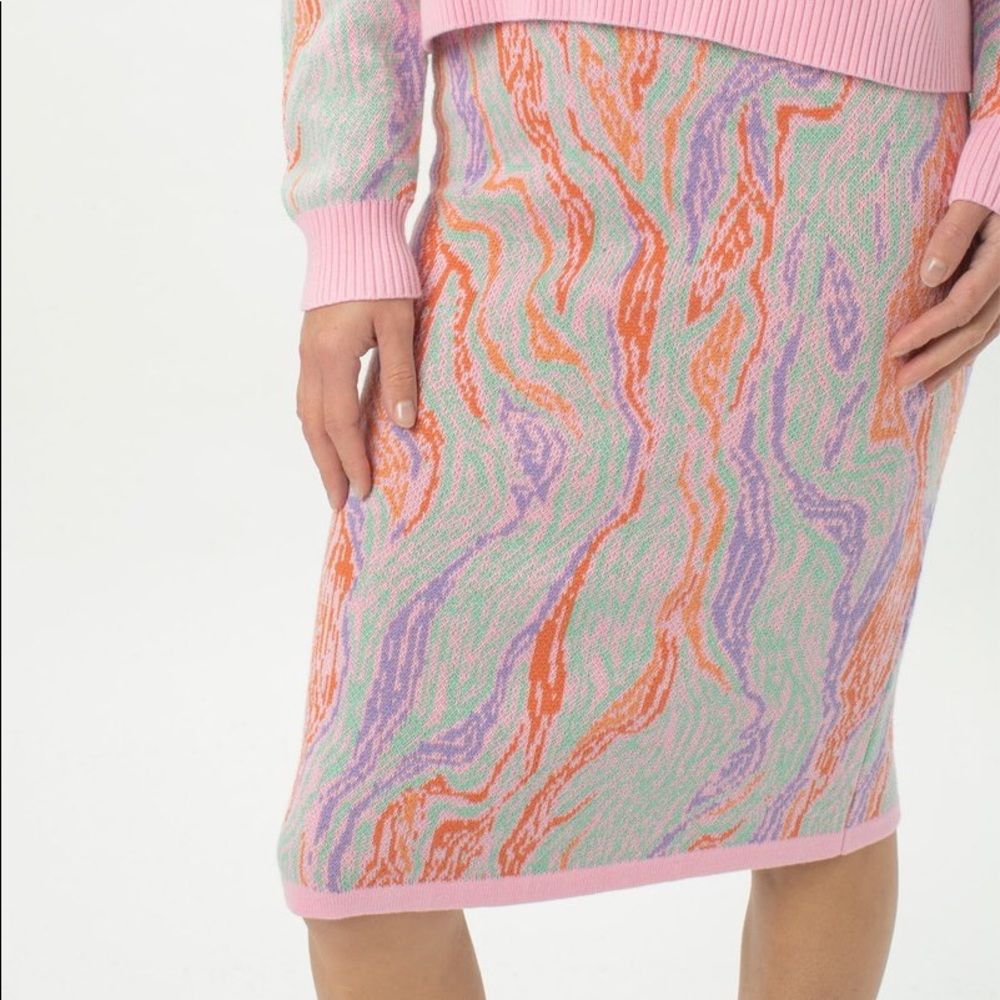 Cools Club Knit Pencil Skirt in Rose Zebra